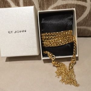 Gold chain belt and lariat necklace